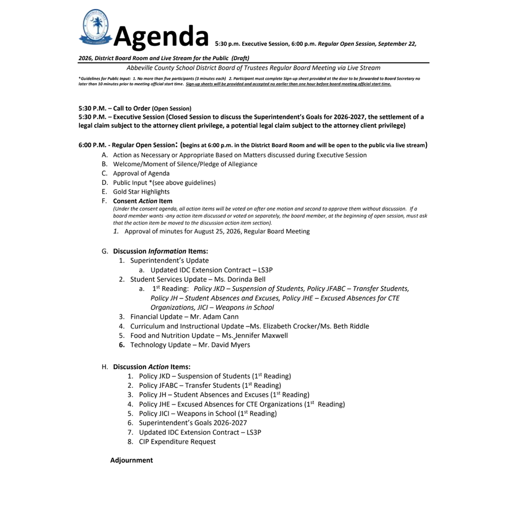 sept 22 agenda