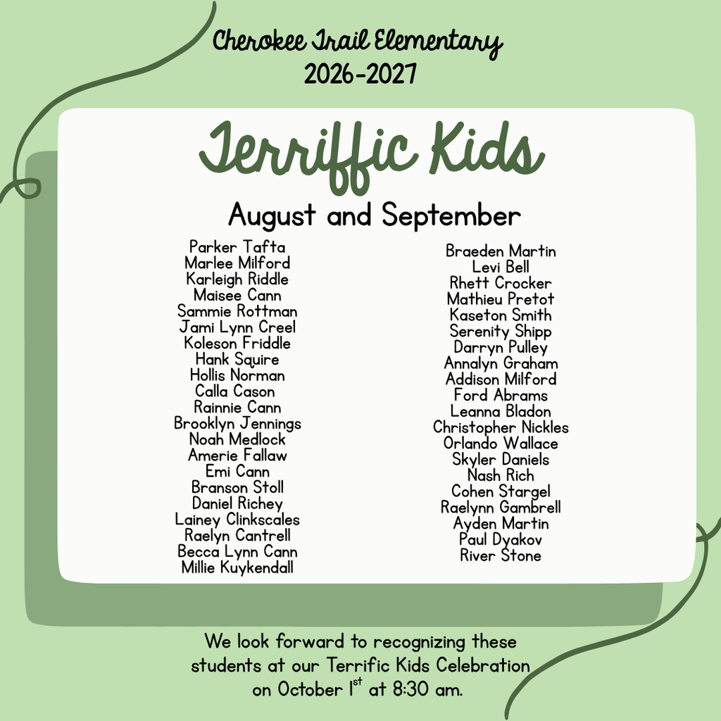 Terrific Kids Announcement 