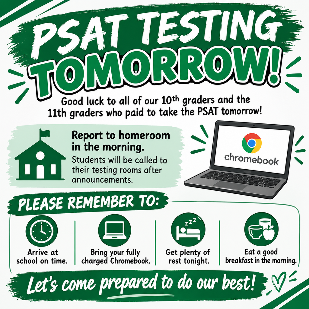 PSAT Testing Reminder Graphic