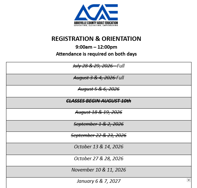 Registration Dates