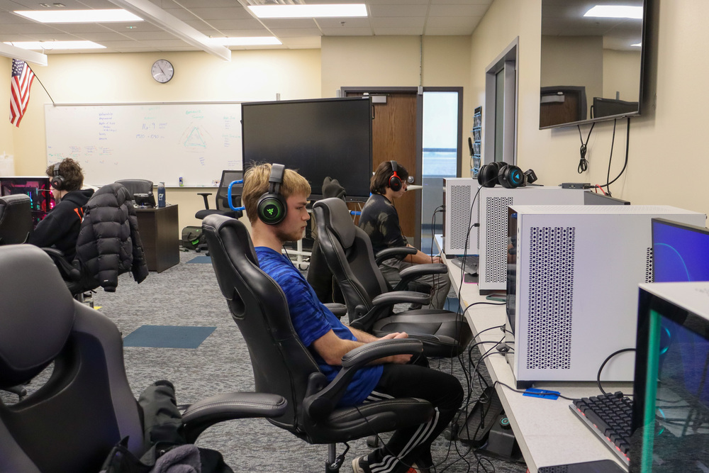 Esports players practicing