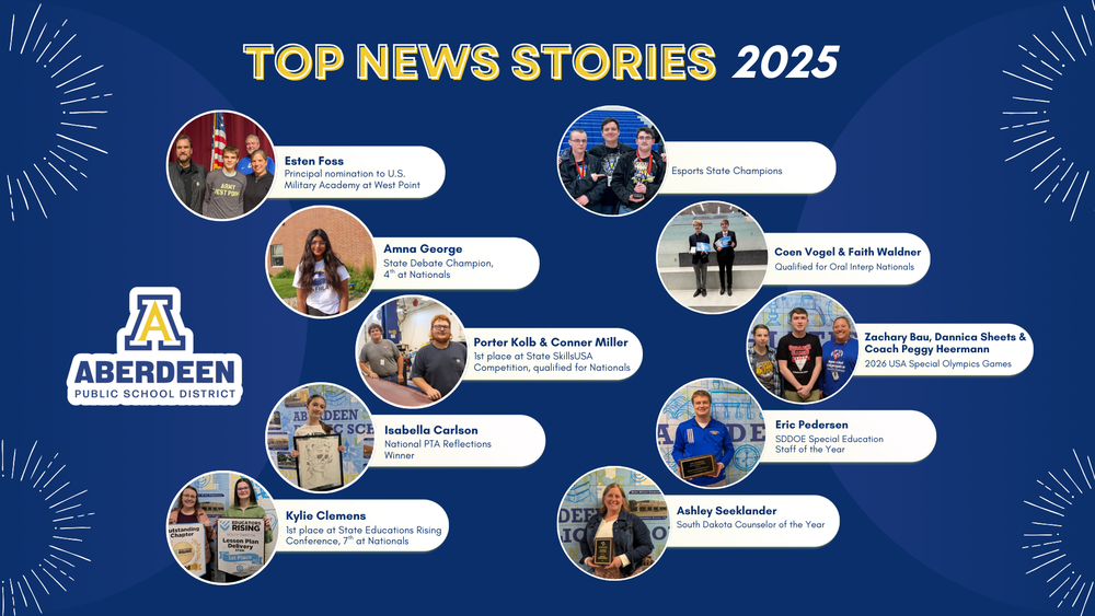 Graphic of top 10 news stories of 2025