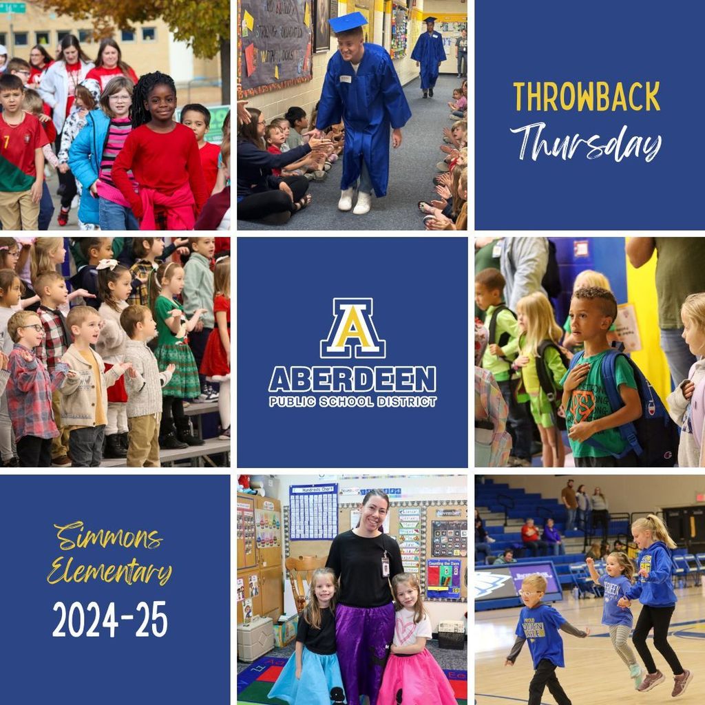 Throwback Thursday graphic with photos from Simmons Elementary throughout the school year