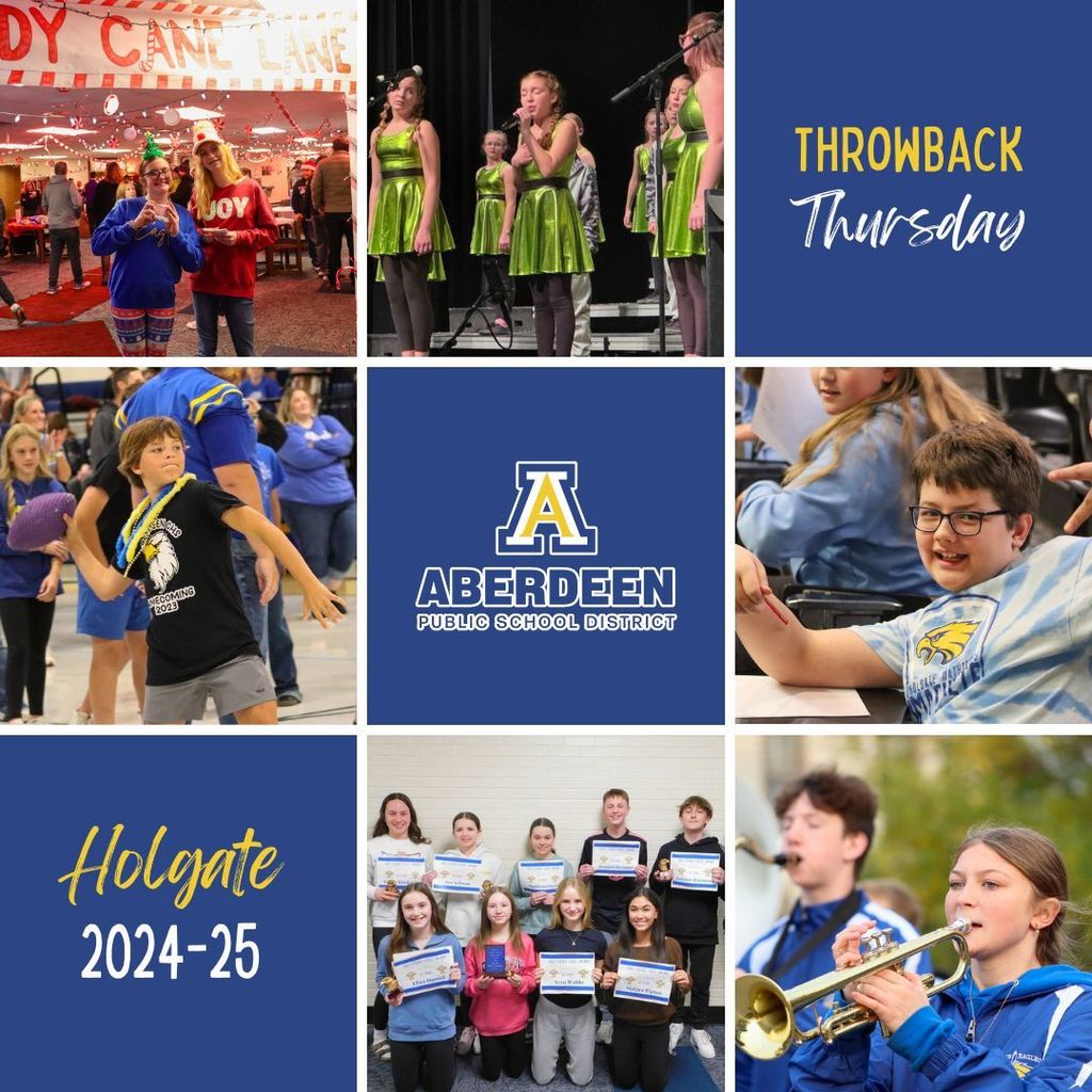 Throwback Thursday graphic with photos from Holgate Middle School throughout the school year