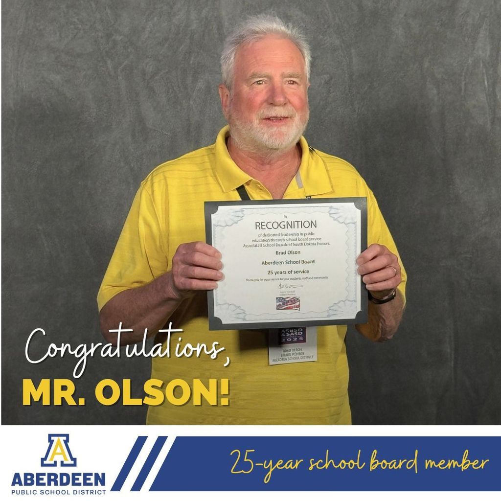 Congratulations, Mr. Olson, 25-year school board member