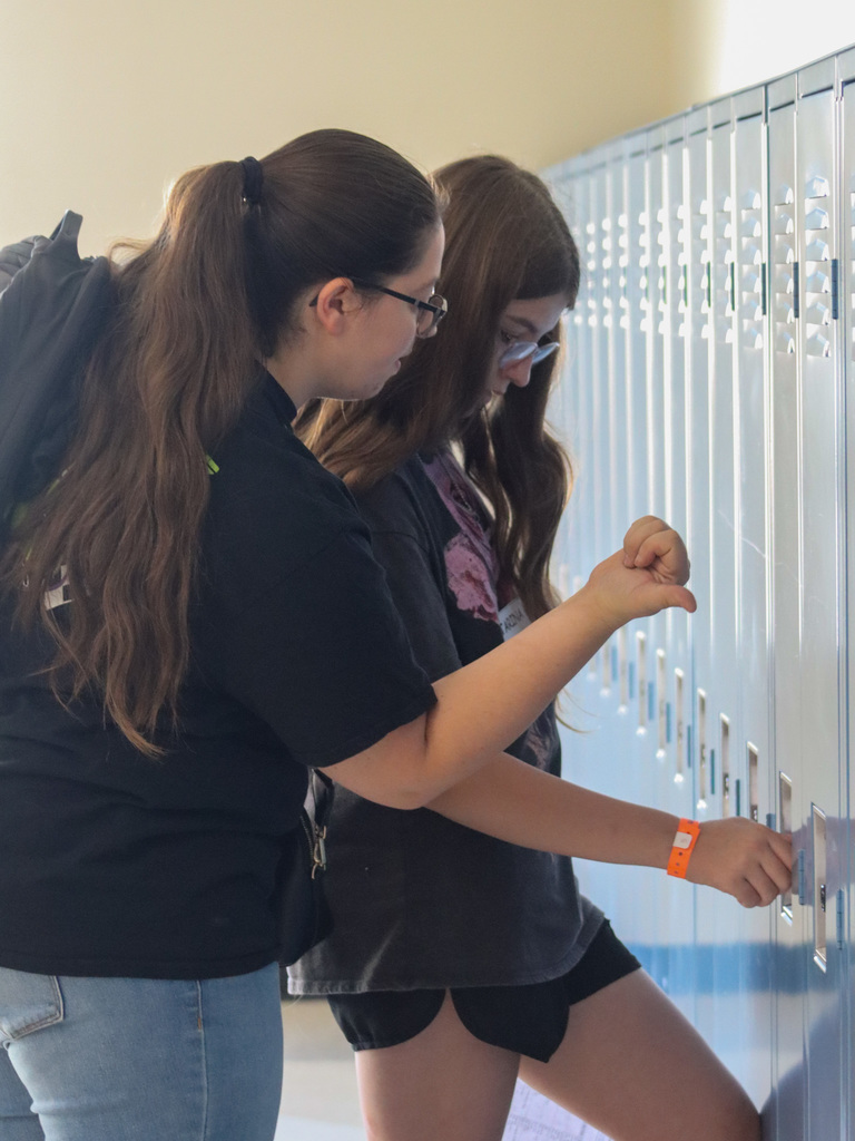 SMS student trying her locker