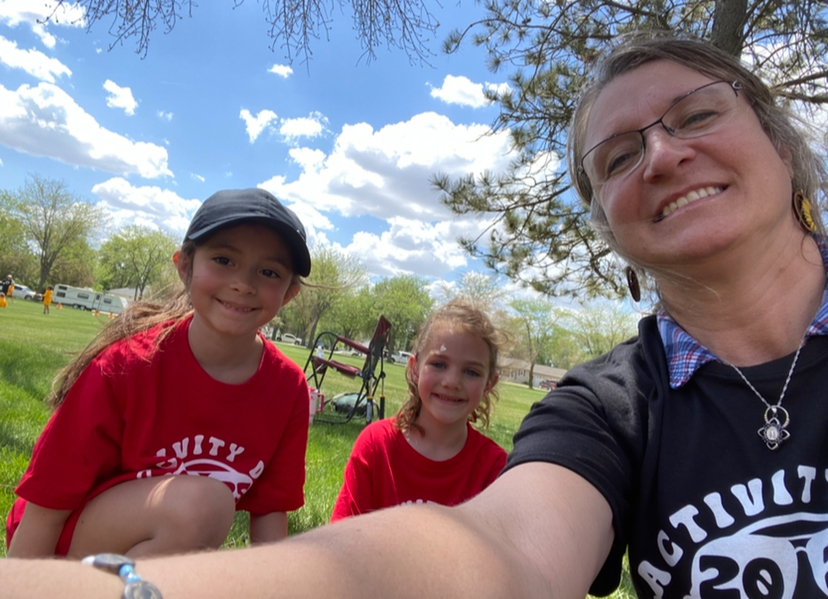 Photo of Mrs. Allen and O.M. Tiffany students
