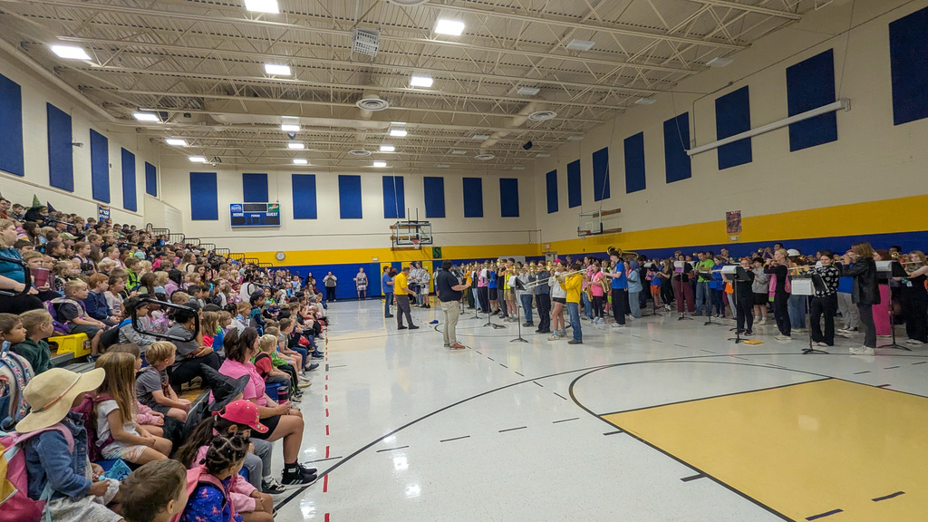 CHS Marching Band performing at Simmons Elementary