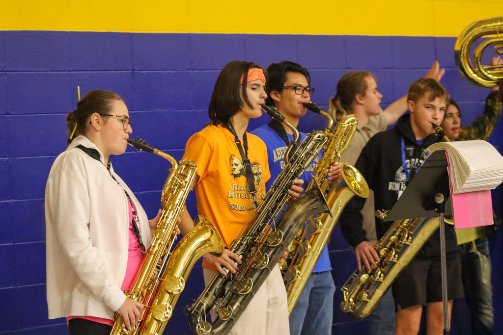 CHS Marching Band performing at Simmons Elementary