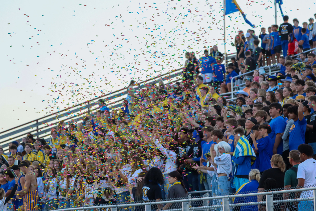 Confetti in the crowd at homecoming