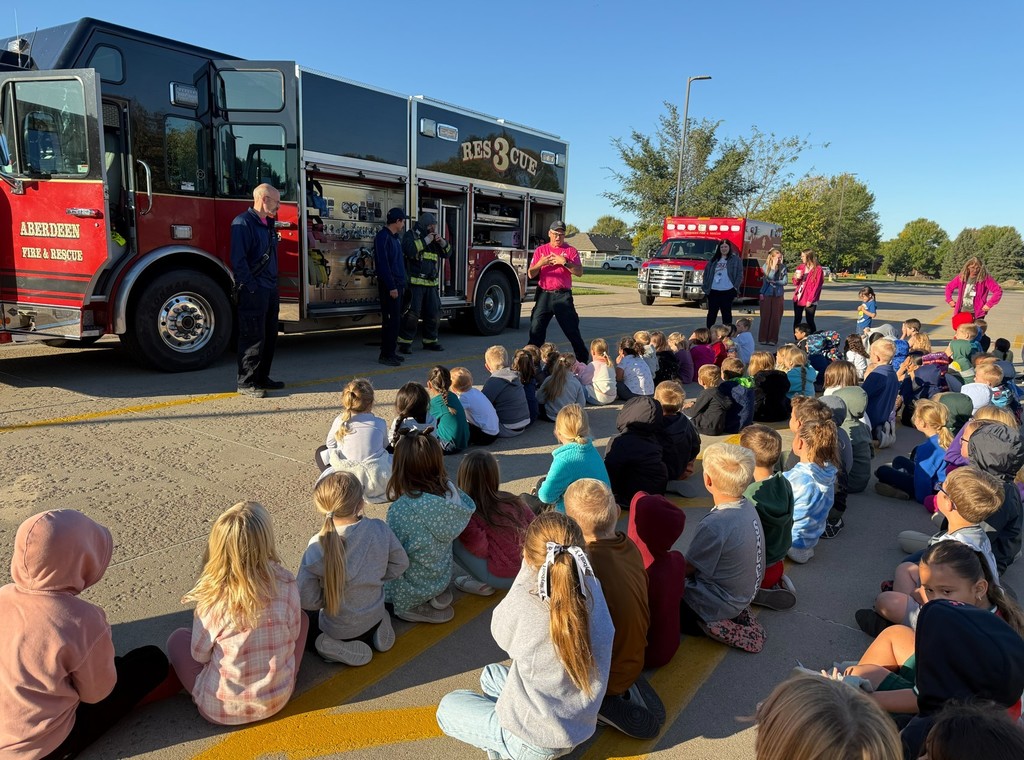 Aberdeen Firefighters visiting with Mike Miller Elementary students