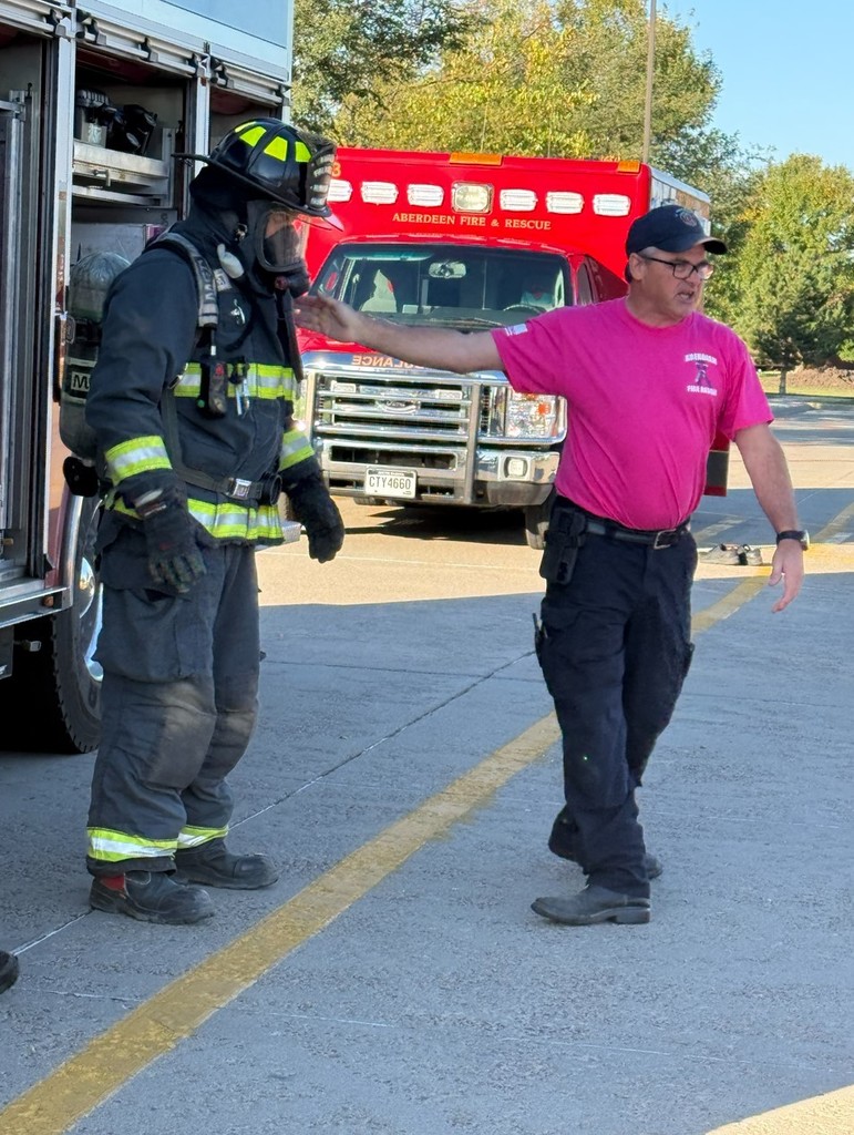 Aberdeen Firefighters visiting with Mike Miller Elementary students