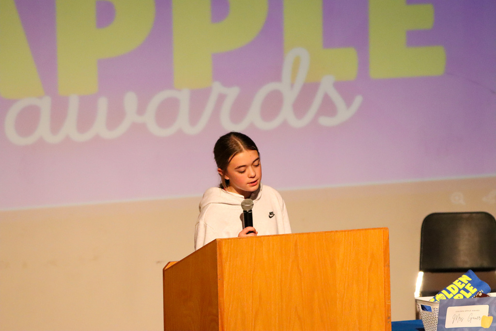 Holgate student presenting at Golden Apple Awards