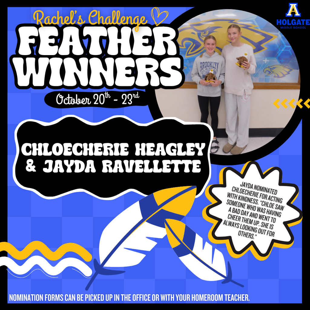 Congratulations to the Rachel's Challenge feather winners of the week! 
