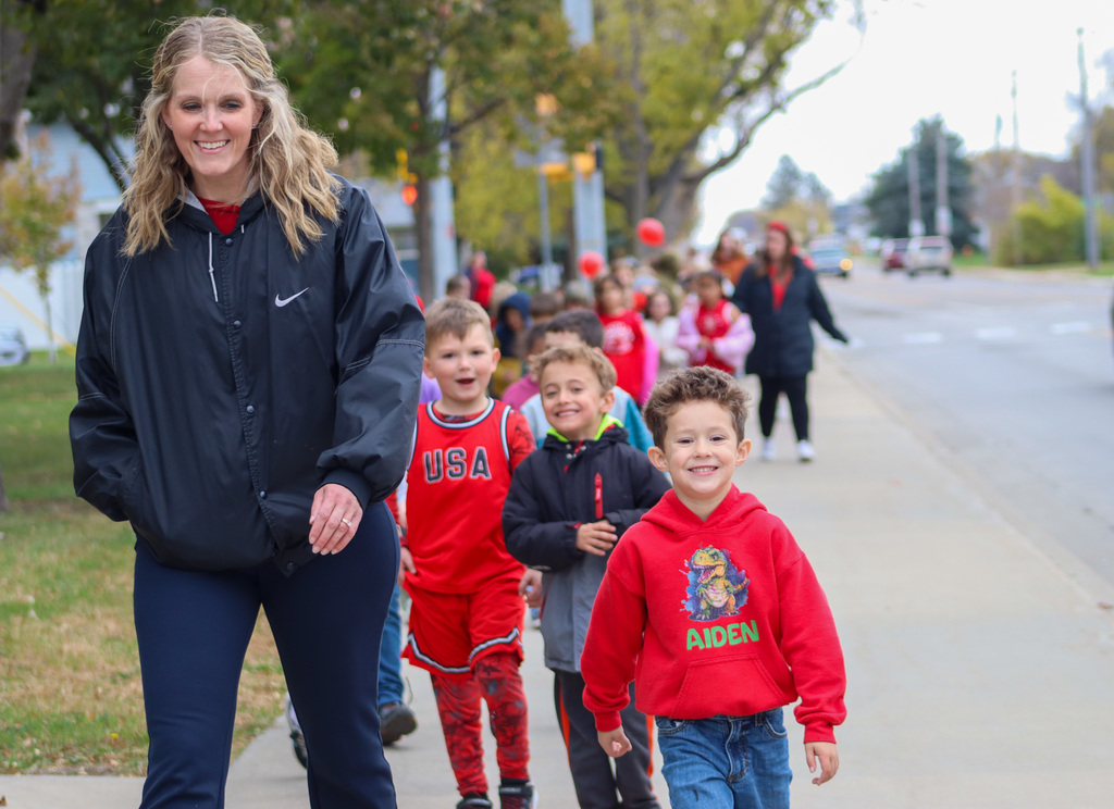 O.M. Tiffany students and teacher at the Red Ribbon Walk