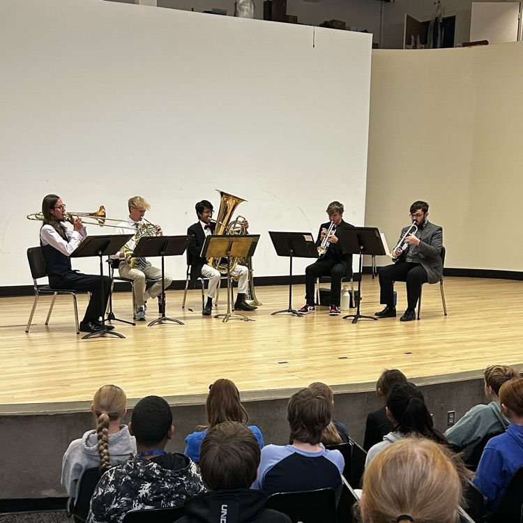 NSU Brass Quintet performing for Holgate students 