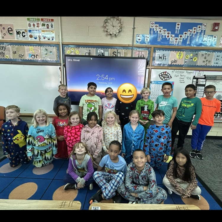 We enjoyed relaxing in our pjs in Mrs. Glover's class! 