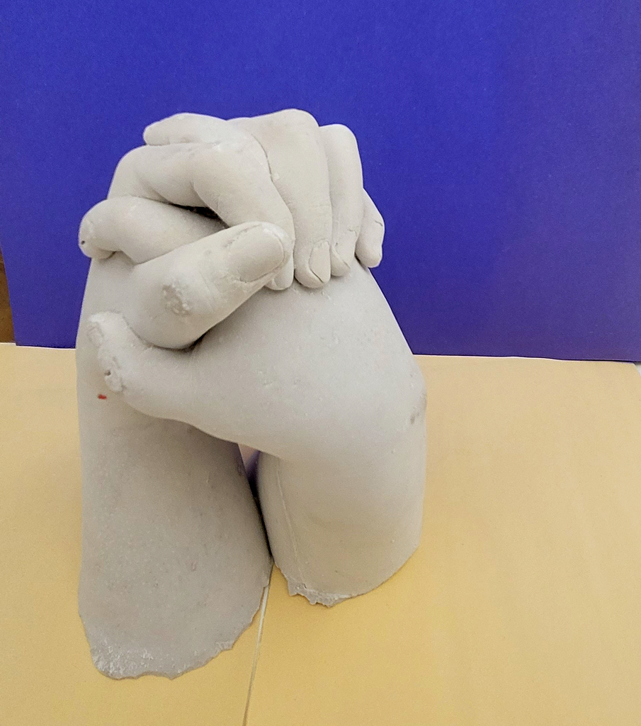 The cleaned life cast sculpture created by Brynley Kaan and Mason Walth in Mrs. Dallmann's Portfolio Art class. 
