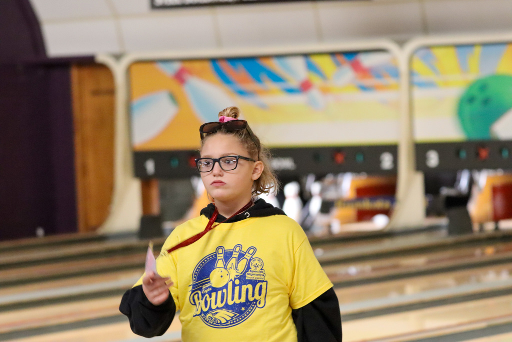 Golden Eagle bowler at state bowling tournament