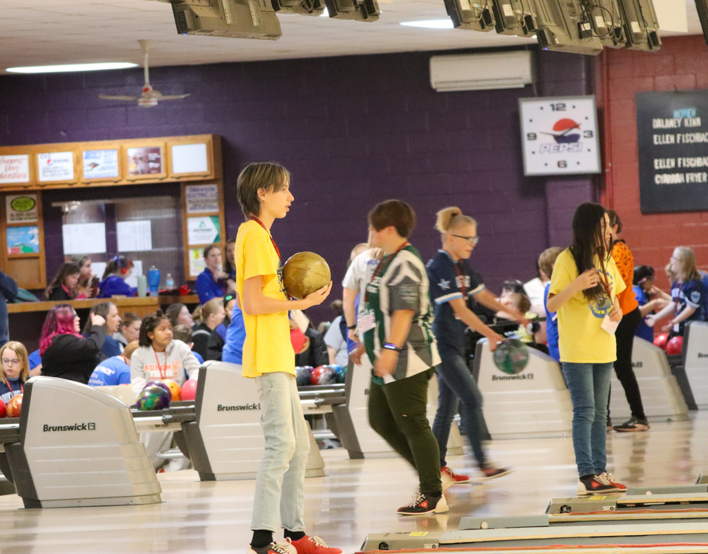 Golden Eagle bowler at state bowling tournament