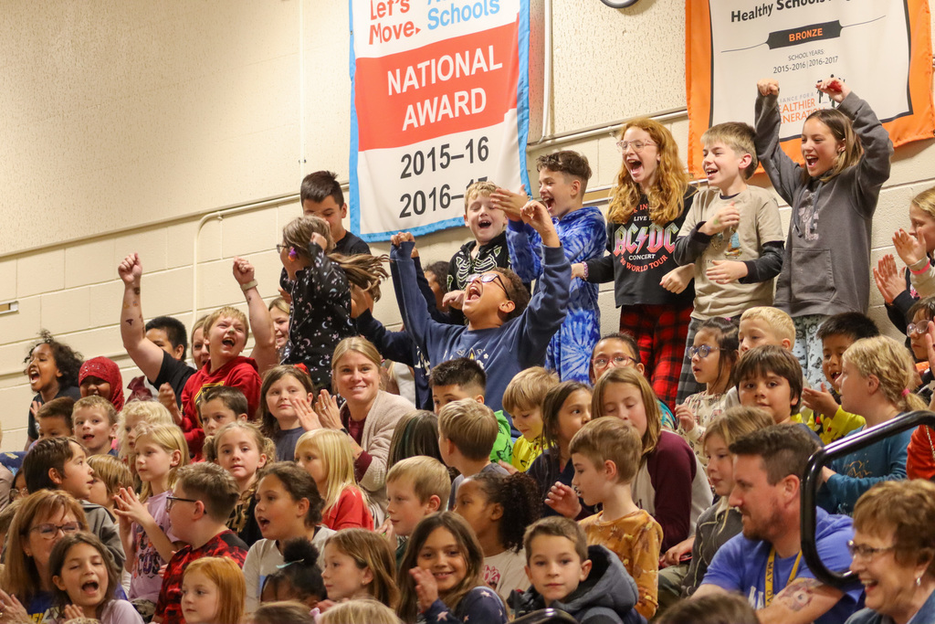 May Overby students cheering