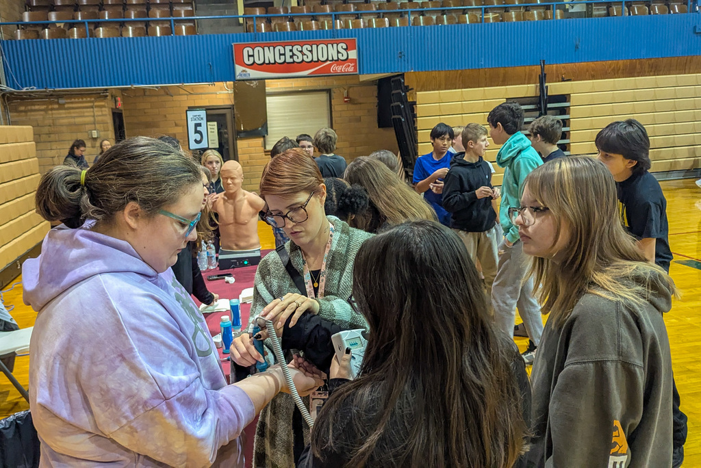 SMS students and teacher at Camp Med