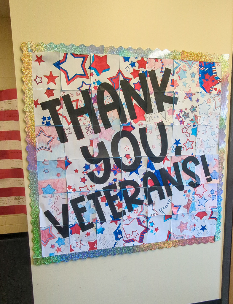 Thank you veterans sign at Simmons Middle School