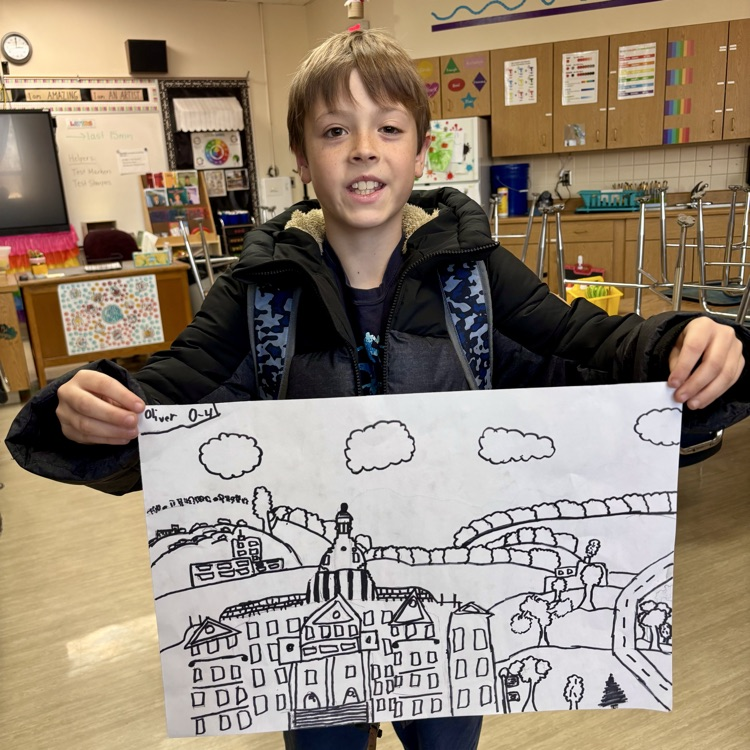 Student shows his artwork!