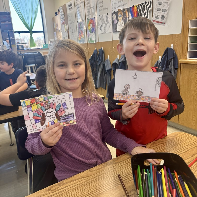 Students pose with cards they created!