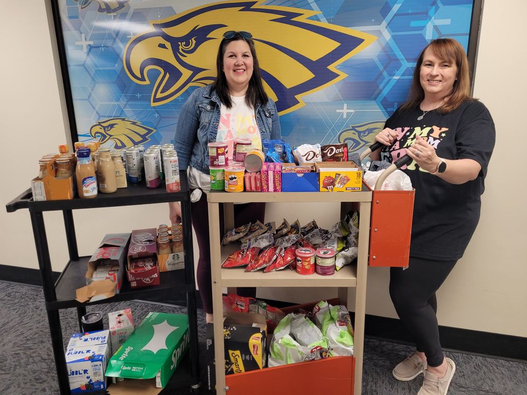 Doering and fellow PTA member with a snack cart