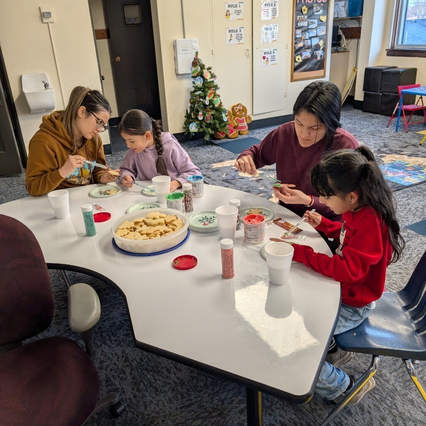 3rd and 4th grader best friends decorating with their mom! 