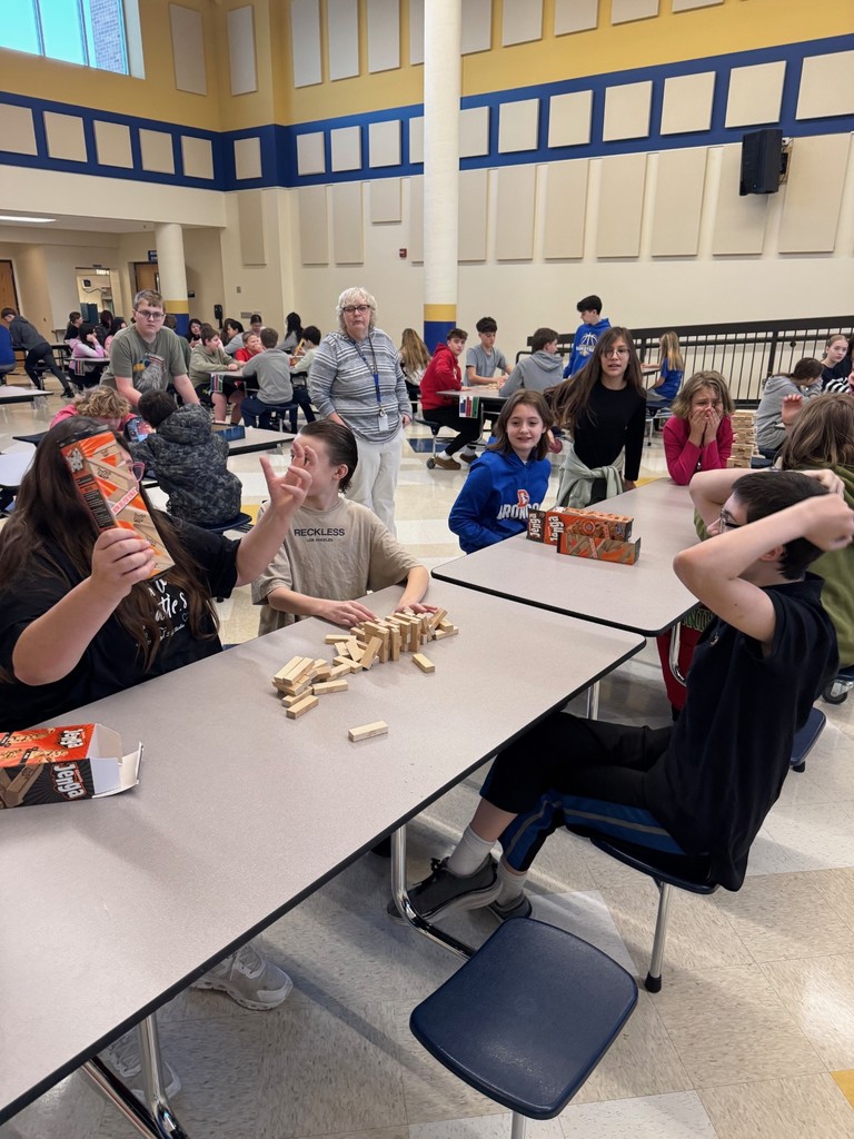 students playing jenga