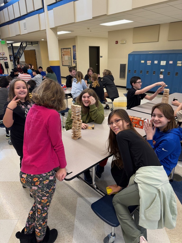 students playing jenga