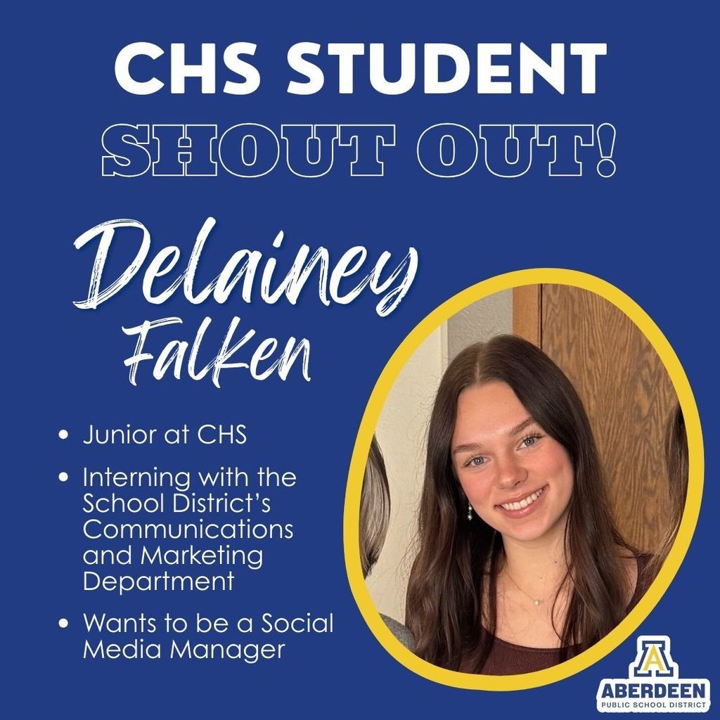 CHS Student Shout Out graphic featuring Delainey Falken