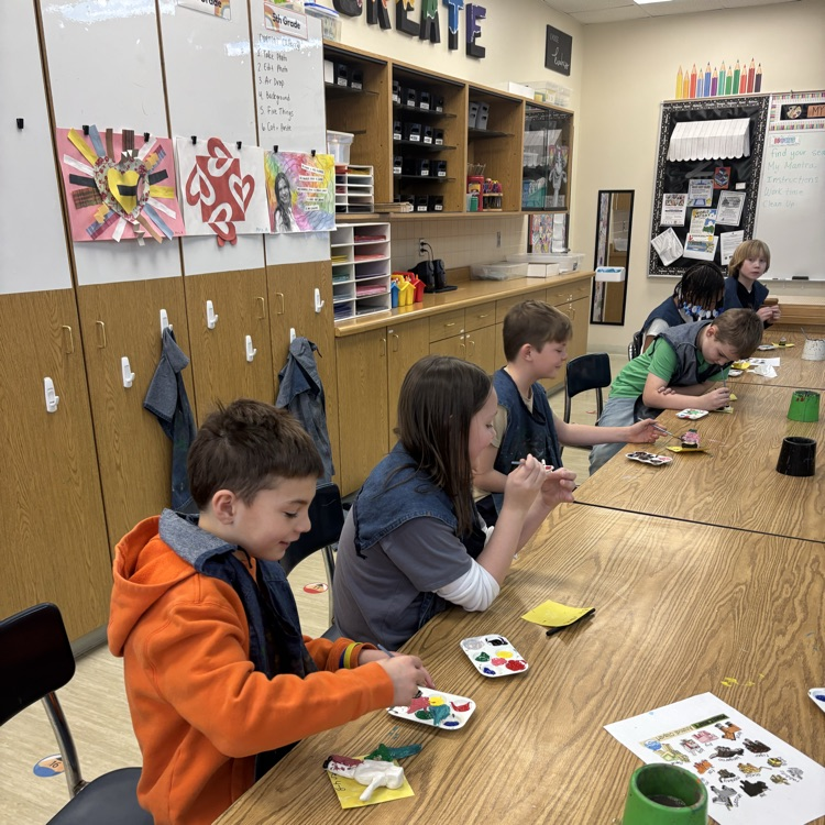 Students paint their Minecraft clay sculptures! 