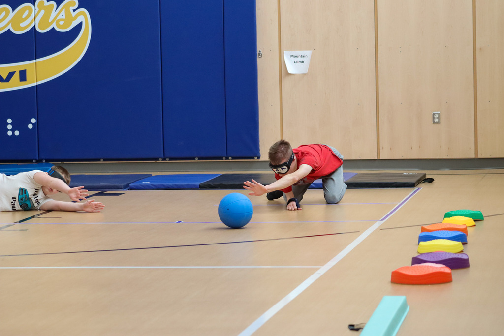 Students playing Goal Ball at SDSBVI