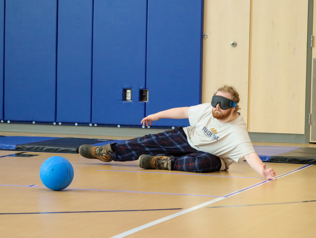 Students demonstrating Goal Ball at SDSBVI
