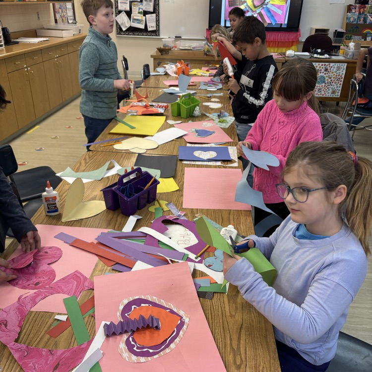 Students using a variety of materials in art!