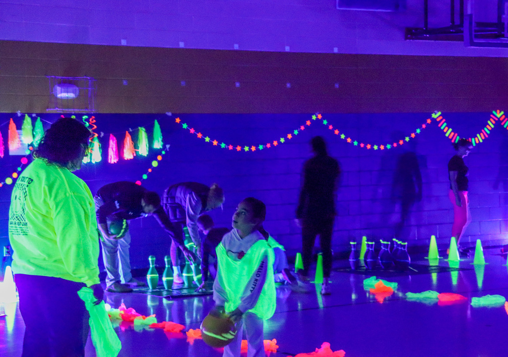 Glow Bowling at CC Lee during PE with parents