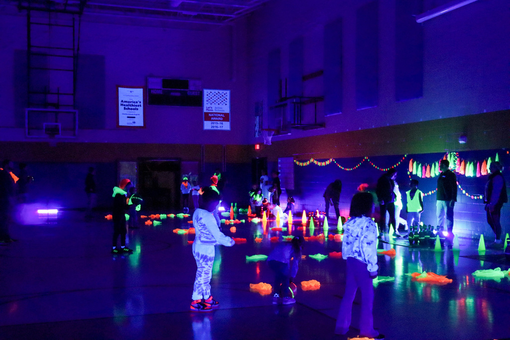Glow Bowling at CC Lee during PE with parents