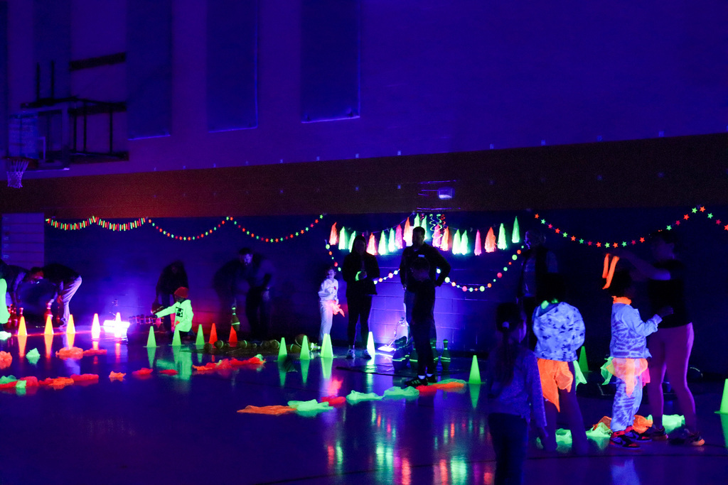 Glow Bowling at CC Lee during PE with parents