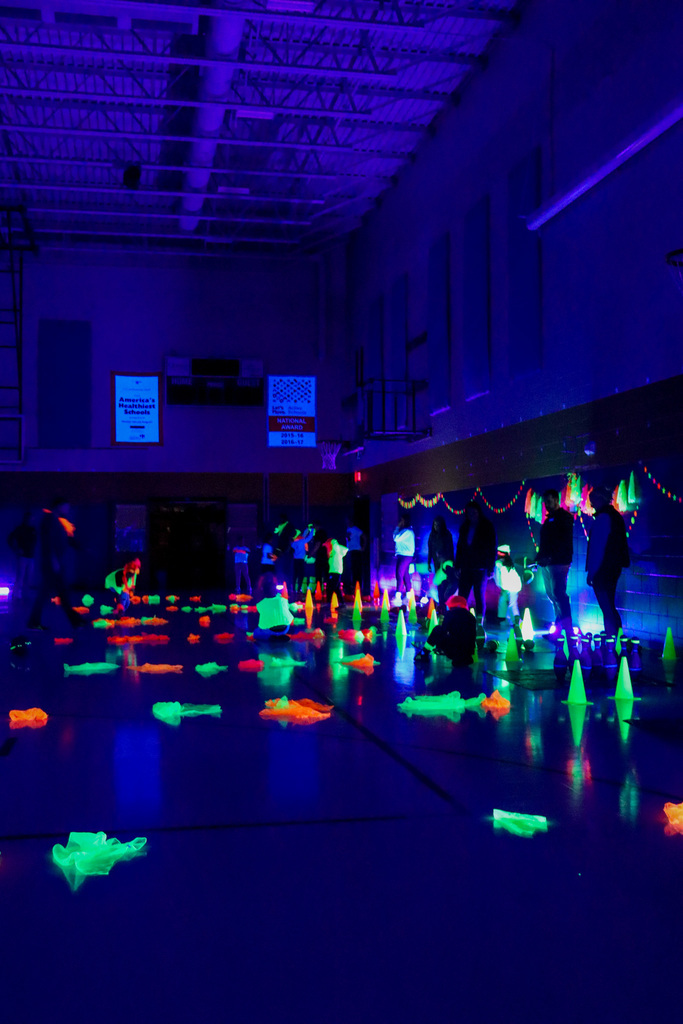 Glow Bowling at CC Lee during PE with parents