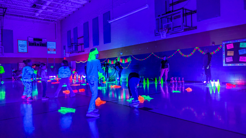 Glow Bowling at CC Lee during PE with parents