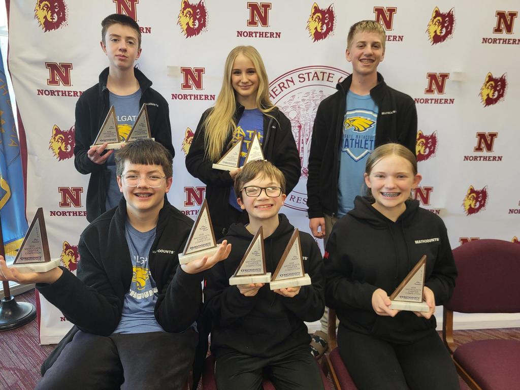 Back Row (L to R): Blake Hauge, Avyn Waldo & Olund Swenson.  Front Row:  Asher Judd, Ayden Moffenbier, & Ashlynn Madsen