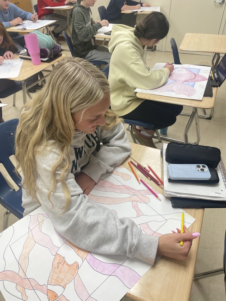 Mrs. Ellingson's students working on artwork