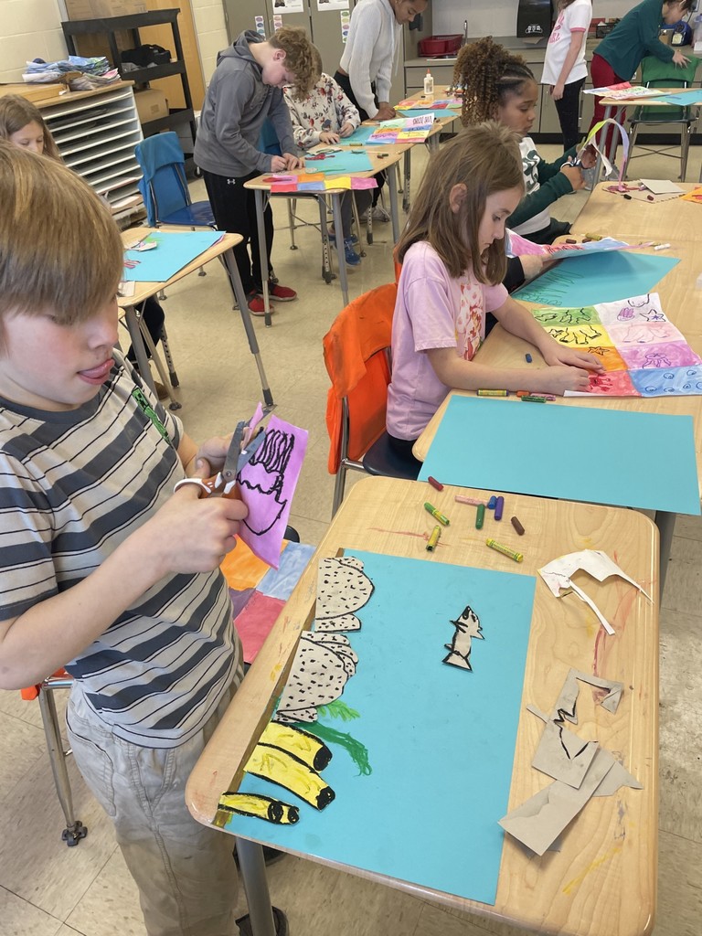 Mrs. Ellingson's students working on artwork