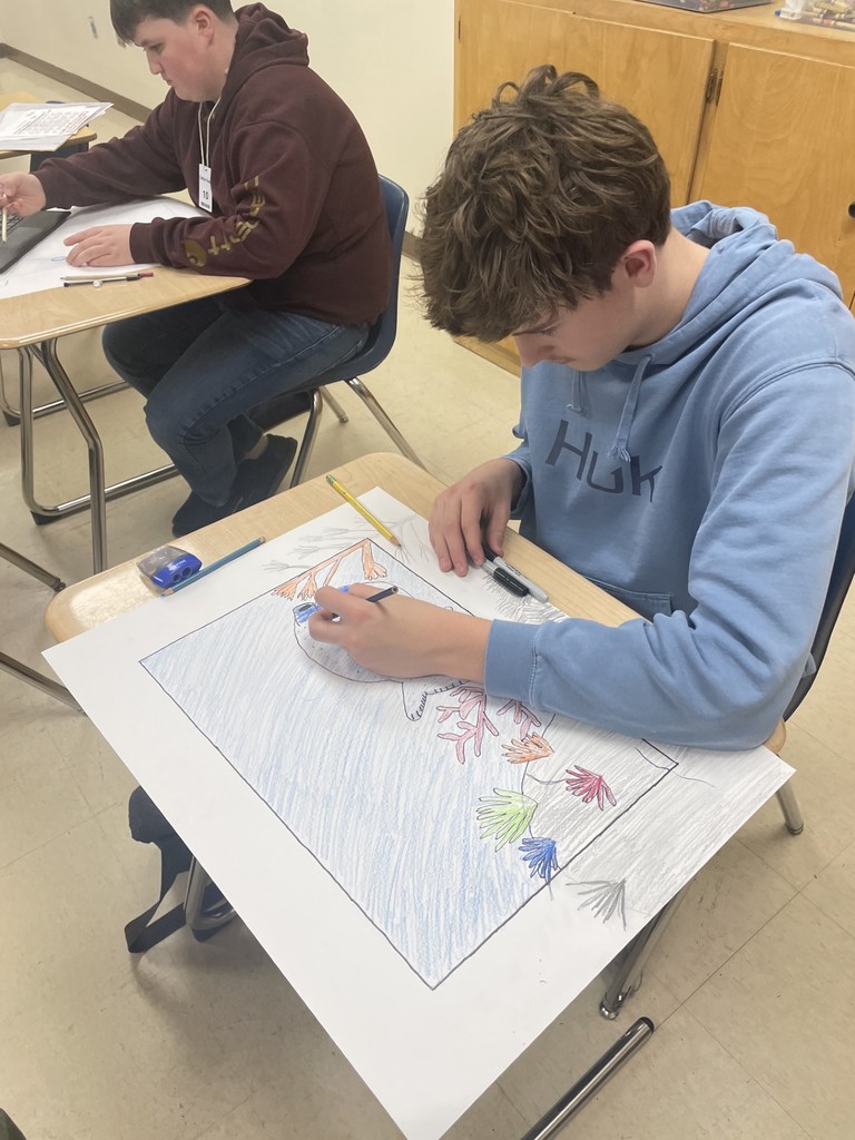 Mrs. Ellingson's students working on artwork