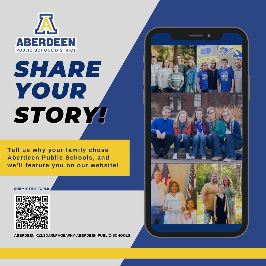 Share your story! Tell us why your family chose Aberdeen Public Schools: Aberdeen.k12.sd.us/page/why-aberdeen-public-schools