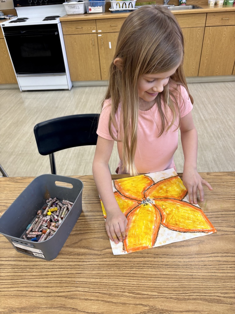 OMT first graders working on art