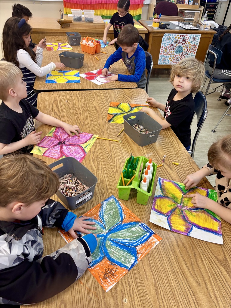 OMT first graders working on art